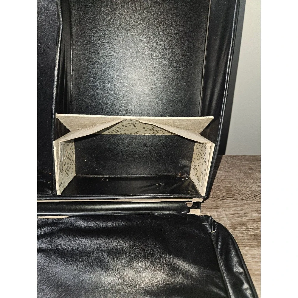 Vintage 1960s Neevel Doll Case Black Vinyl Fashion Graphic Trunk MCM Toy Storage